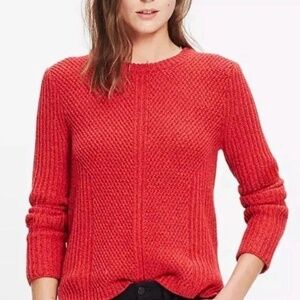 Madewell Red Hexcomb Texture Pullover Crew Neck Knit Sweater Size M